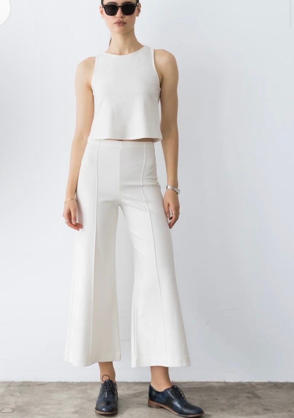 New Ripley Rader Off-White Ponte Knit Cropped Wide Leg Pants Size 3 Medium NWT